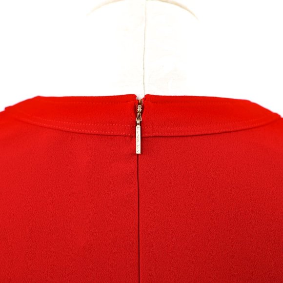 Runway Rachel Roy Y2K RTW Red Dress S Midi Work Christmas Holiday Party Sheath - Picture 4 of 9